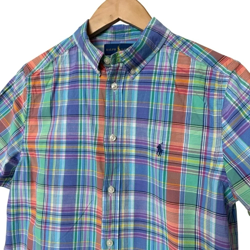 Ralph Lauren Boy’s Classic Fit Plaid Button Down Shirt Size XL Multicolor Casual